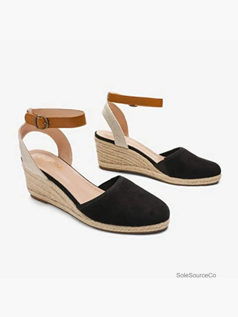 Ankle Strap Closed Toe Espadrille Wedge Sandals